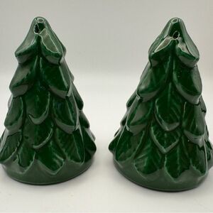 Green Ceramic Christmas Tree Salt and Pepper Shakers